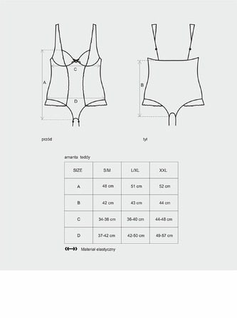 Боді Obsessive AMANTA Teddy S/M чорне