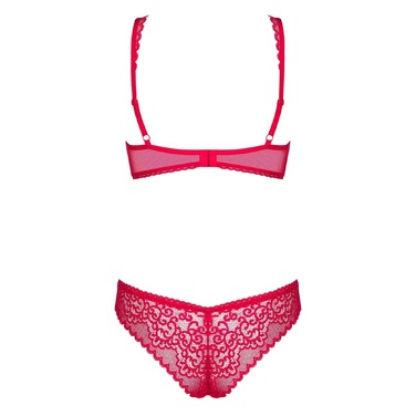 Комплект из двух частей из нежной сетки Obsessive ROUGEBELLE красный, L/XL