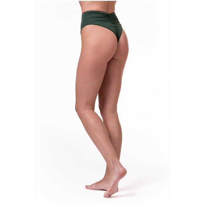 КУПАЛЬНІ ТРУСИКИ HIGH-WAIST RETRO BIKINI - BOTTOM DARK GREEN 555
