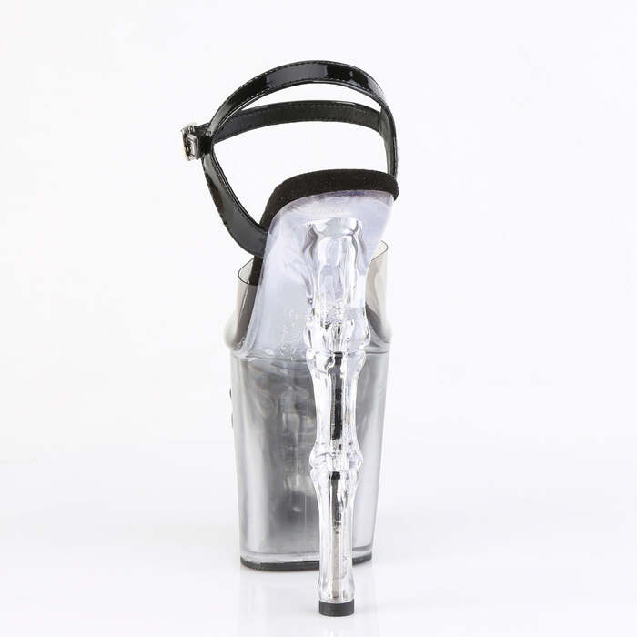 Босоножки Rapture-808T-1, каблук 8 дюймов, косточка, босоножкии с ремешком на щиколотке 4 дюйма, с рисунком черепа, омбре, цвет: дымчатый/черный