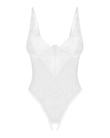 Прозорий боді Obsessive Alissium білий, XS/S