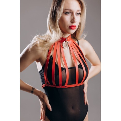 Бюстгалтер Candy Hero 'L-28', екошкіра, ручна робота, червоний