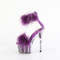 Босоніжки Pleaser Adore-724F *7 дюймів на підборах, 2 3/4 дюйма з хутра марабу PF з манжетою на щиколотці, блискавка ззаду, фіолетові