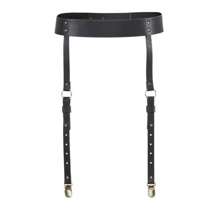 Пояс для панчох Bijoux Indiscrets MAZE, з екошкіри, чорний, One Size