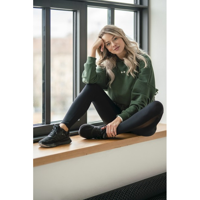 ХУДІ LOOSE FIT CROP HOODIE ICONIC DARK GREEN 421