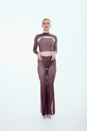 SILHOUETTE PANTS Mocha brown mesh_ коричневий мокко сітка