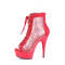 Чоботи Pleaser Delight-600-33RM *6 дюймів на підборах, 1 3/4 дюйма з відкритим носком та шнурівкою, червоні