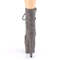Чоботи Pleaser Adore-1020FS *7-дюймовий каблук, 2 3/4-дюймові черевики до щиколотки зі шнурівкою, бічна блискавка, сіра штучна замша
