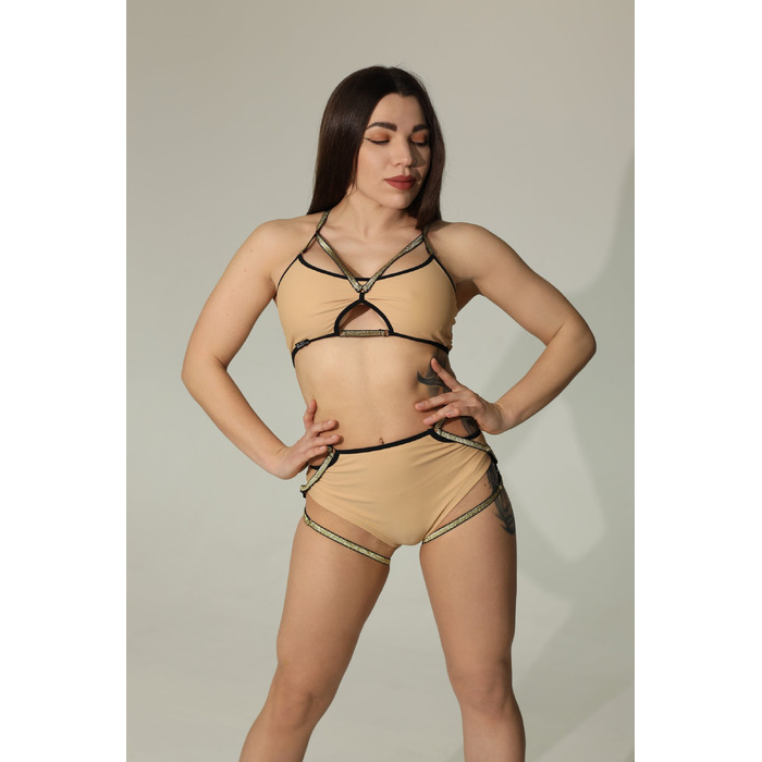 Oxygen Ribbon — Високі Шорти З Вирізами Для Сцени, Heels Та Exotic Dance - бежевий