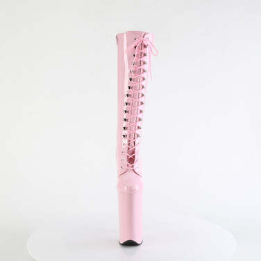 Boots Beyond-2020 * Каблук 10 дюймов, высота 6 1/4 дюйма, высокие сапоги до колена, шнуровка спереди, молния сбоку, нежно-розовый