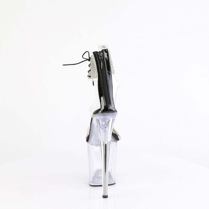 Босоножки Flamingo-827RS *Каблук 8 дюймов, манжета на щиколотке 4 дюйма, босоножкии с PF, молния сзади, черные/прозрачные