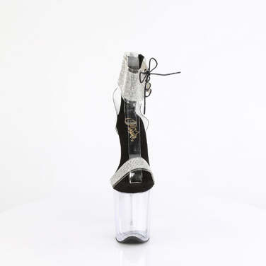 Босоножки Flamingo-827RS *Каблук 8 дюймов, манжета на щиколотке 4 дюйма, босоножкии с PF, молния сзади, черные/прозрачные