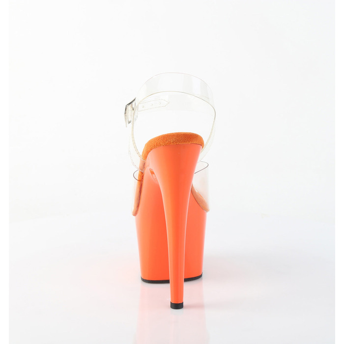 Босоніжки Adore-708 на підборах 7 дюймів, з ремінцем на щиколотці 2 3/4 дюйма, прозорі/помаранчеві