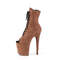 Ботинки Pleaser Flamingo-1021FS *Каблук 8 дюймов, 4-дюймовый открытый носок, шнуровка, боковая молния, бежевый