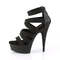 Босоножки Pleaser Delight-659, каблук 15 см, двойная пряжка крест-накрест 3,5 см, молния сзади, черная искусственная кожа/черный