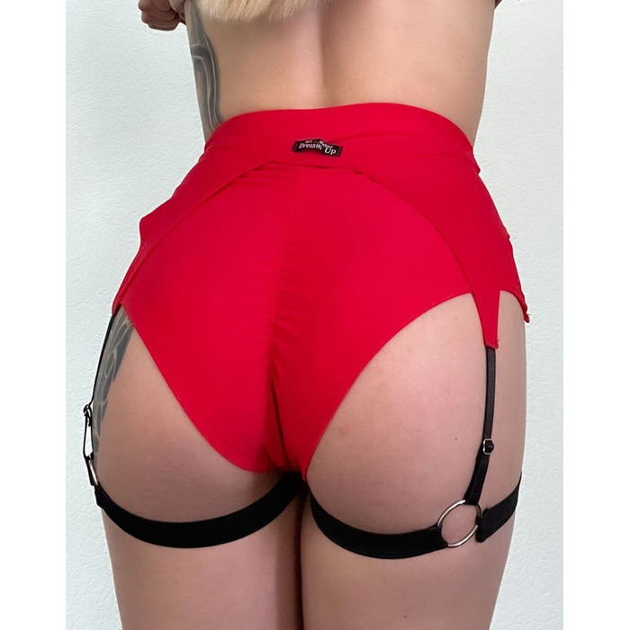 DANCE EXO BELT — Високі Шорти З Поясом Та Підвʼязками Для Pole Dance, Heels І Сценічних Виступів - червоний