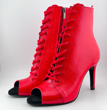 Профессиональные ботильоны для High Heels Premier из натуральной кожи, модель 'Красная змея', с открытым носком и шнуровкой, красный цвет