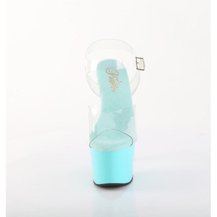 Босоніжки Adore-708 на підборах 7 дюймів, босоніжки з ремінцем на щиколотці 2 3/4 дюйма, прозорі/аквамаринові