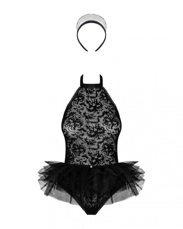 Костюм покоївки Obsessive Frilles Чорний S/M