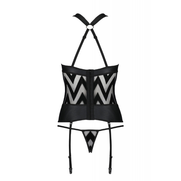 Корсет с геометрическим орнаментом и стринги HIMA CORSET black S/M - Passion