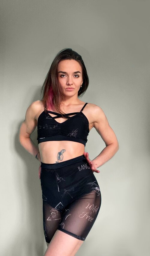 Шорти Velo Tattoo з Сітки з Високою Посадкою для Pole Dance, Yoga та Heels Тренувань - чорний