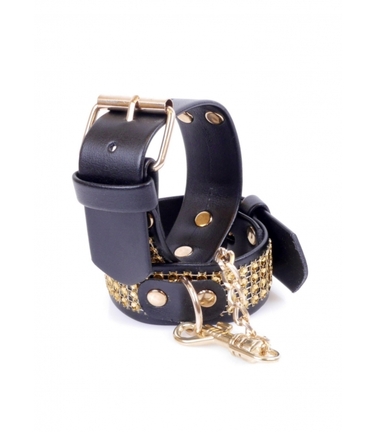 Наручники Fetish Boss Series Наручники со стразами 3 см Золото