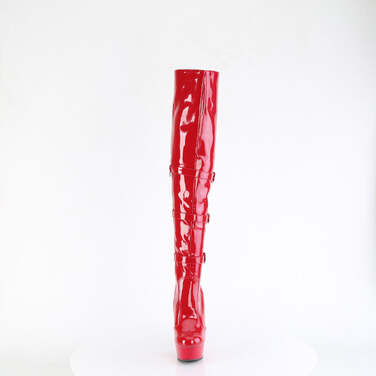 Чоботи Delight-3018 *6 дюймів на підборах, 1 3/4 дюйма з потрійною пряжкою PF, червоні