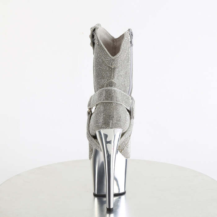 Ботильоны Adore-1029CHRS *Каблук 7 дюймов, высота 2 3/4 дюйма, декорированная подошва PF RS, молния сбоку, серебристый/серебристый хром