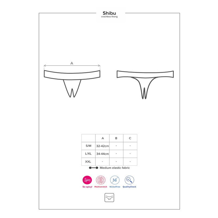 Стринги з інтимним вирізом Obsessive Shibu crotchless thong black S/M