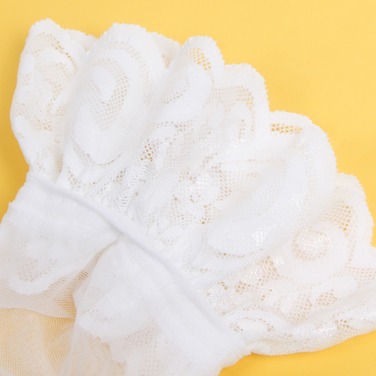 Панчохи на силіконовій стрічці Star Night із мереживом, білі, XS-M