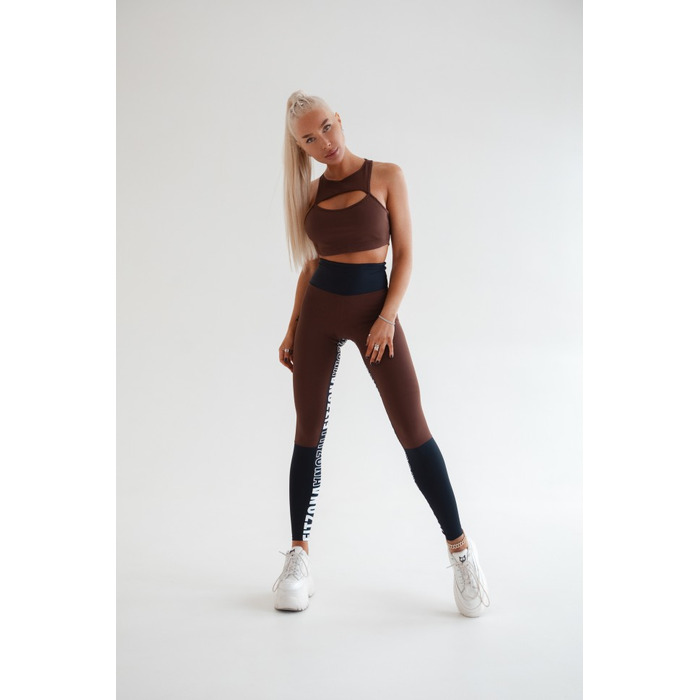 ЛЕГІНСИ BROWN LEGGING WITH BLACK BELT AND LEGS PRINT