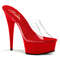 Шльопанці Pleaser Delight-601 на підборах 6 дюймів, платформа 1 3/4 дюйма з відкритим носком, прозорі/червоні