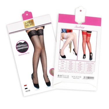 Панчохи сіточкою до стегна з ажурним верхом Star Night, чорний