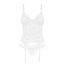 Прозорий корсет та стрінги Obsessive Alissium corset & thong білі, XS/S