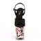 Босоножки Pleaser Flamingo-809WR. Каблук 8 дюймов, ремешок на щиколотке 4 дюйма, чёрная замша с цветочным принтом.