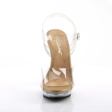 Босоножки Lip-108, каблук 5 дюймов, ремешок на щиколотке шириной 3/4 дюйма, бежевый/прозрачный