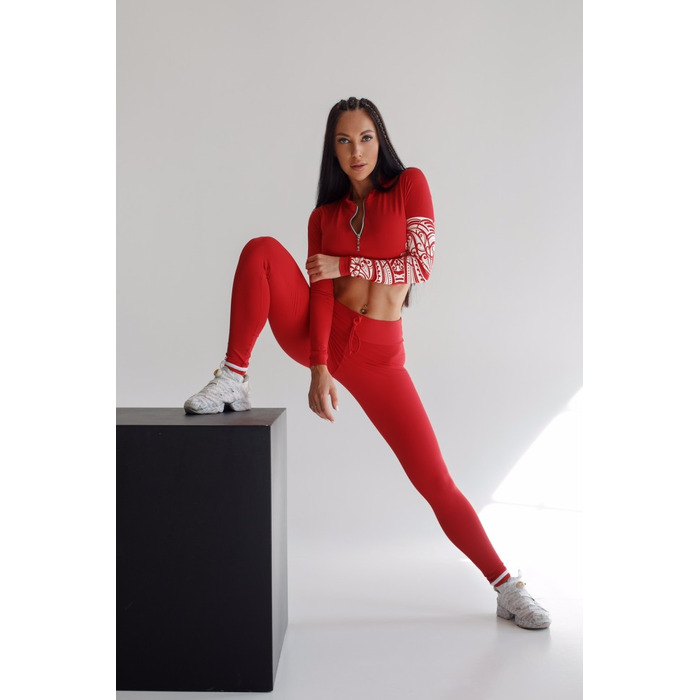 Топ Fitzona RED LONG SLEEVE TOP WITH WHITE SILK