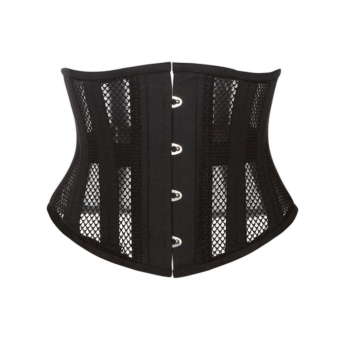 Корсет із сітки Star Night Steel Bones Bones Grid Corsets з гачками і шнурівкою, чорний, S (без коробки)