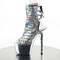 Ботинки Pleaser Adore-1018HG *Каблук 7 дюймов, 2 3/4 дюйма, открытый носок/пятка, боковая молния, серебристая голограмма