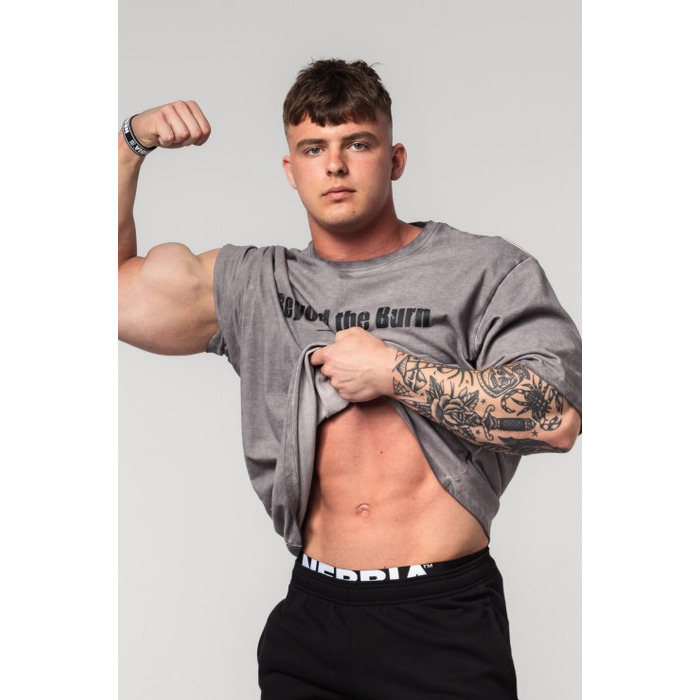Футболка Nebbia Washed-off Heavyweight Cotton Oversized T-shirt GRIND Light Grey 370