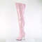 Чоботи Pleaser Boots Seduce-3000WC на ​​5-дюймовому каблуці, еластичні, широкі, до стегна, з блискавкою збоку, колір ніжно-рожевий