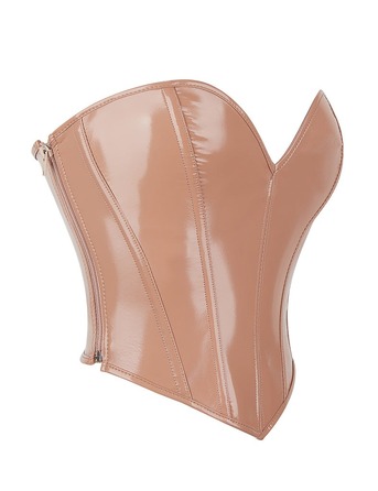 Корсет Star Night из лакированной кожи, на шнуровке, бежевый, M (без коробки)