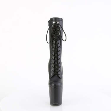 Чоботи Flamingo-1054 на підборах 8 дюймів, чоботи зі шнурівкою спереду 4 дюйми, середина ікри, блискавка збоку, чорні, з веганської шкіри