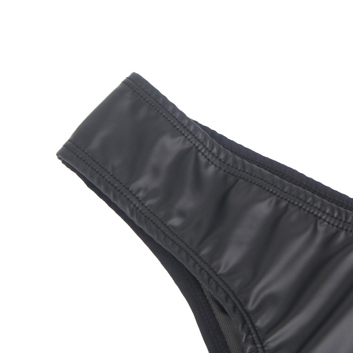 Труси на блискавці StarNight з екошкіри, чорні, L