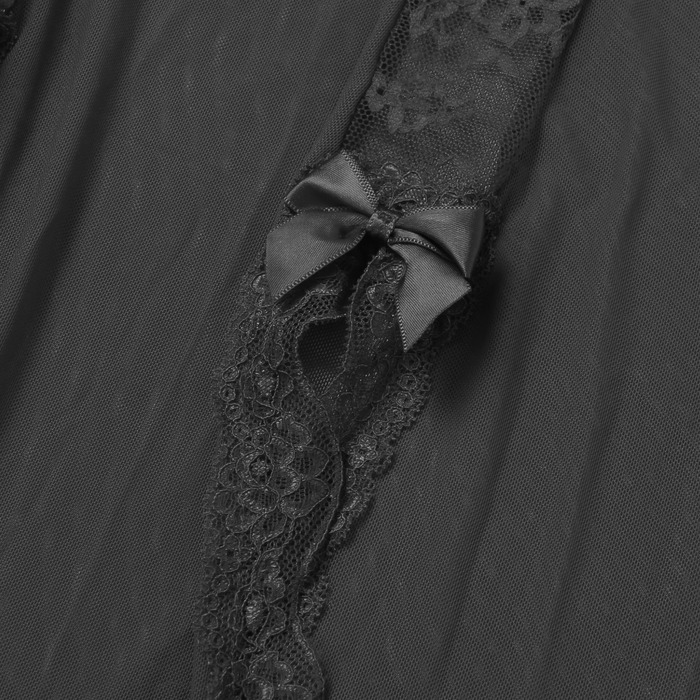 Платье-пеньюар макси с разрезами Star Night с трусиками, с кружевом, черное, S