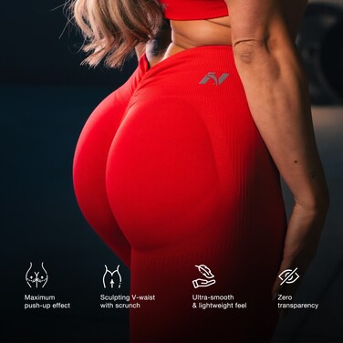 Легінси Nebbia Seamless High-Waist Leggings MAXIMUM PUSH-UP Red 302