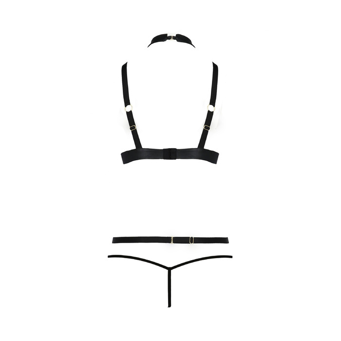 Комплект белья с чокером и стреп-лентами LAMIS SET black S/M - Passion