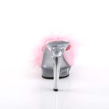 Шльопанці Lip-101-8 на підборах 5 дюймів, 3/4 дюйма, черевички Marabou PF, рожеві/прозорі