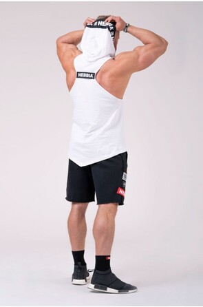 Майка с капюшоном NEBBIA NO EXCUSES Tank Top with a Hoodie 173 white