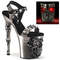 Босоніжки Pleaser Rapture-812-LT, 8-дюймовий каблук на кісточці з пальцями, 4-дюймовий ремінець на щиколотці з черепом та світлодіодним підсвічуванням, сірий